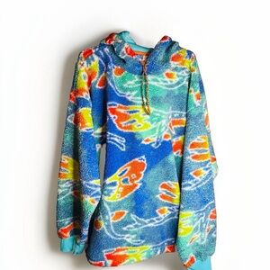 Teal and blue Colorful Fleece Hoodie sweater avatar pandora disney washed